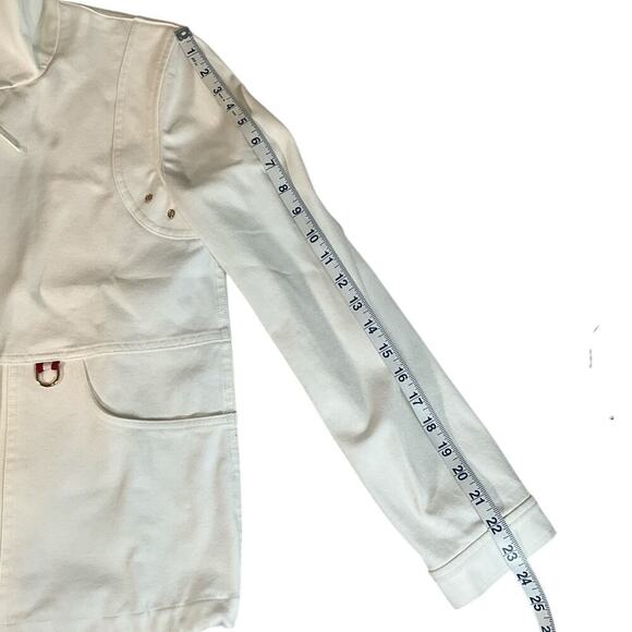 St. John Sport By Marie Gray White Red Gold Preppy Coat Size P Beautiful Detail - Picture 10 of 16